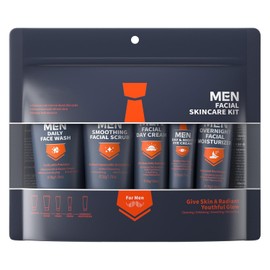 Conjunto de cuidado de la piel masculino de 5PCS,Kit de cuidado hidratante para hombres con lavado de la cara,Scrub, hidratante, crema para ojos, crema para el rostro,Rutina diaria para la piel sana