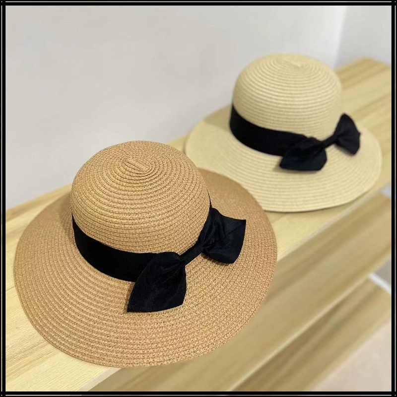 White Fang CZA129 Women's Straw Hat, Large Brim, UV Protection,