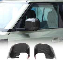 100% Real Carbon Fiber Car Side Rearview Mirror Cover Trim Compatible with Land Rover Defender 90 110 130 2020-2025 Door Mirror Covers Caps Accessories