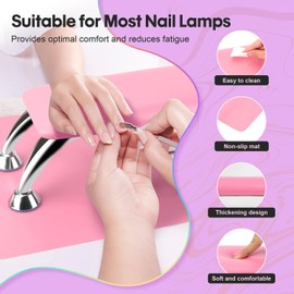 Arm Rest for Nails Tech with Nail Table Mat, Nail Arm Rest for Salons and Home Manicures, Soft Microfiber Leather Nail Hand Rest, Nail Tech Arm Rest for Relaxing Arms, Pink Hand Rest for Nails Tech