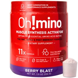 Oh!mino Essential Amino Acids Supplement. Berry Blast, Caffeinated Powder. All 9 EAAs, BCAAs and The Perfect Amino for Workouts, Amino Energy, and to Build Muscle, and Recover Faster.