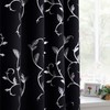 BUHUA Black Blackout Window Curtains Thermal Insulated Silver Vine Print