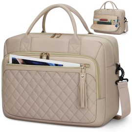 RAINSMORE Laptop Bag Women's 17.3 Inch Laptop Briefcase Waterproof Work Bag Teacher Bag Business Laptop Notebook Bags Women's Shoulder Bag, khaki