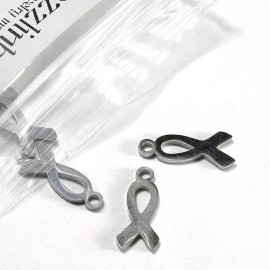 Bedazzlinbeads 2 Hypoallergenic Surgical Stainless Steel Silver Awareness Ribbon Jewelry Charms