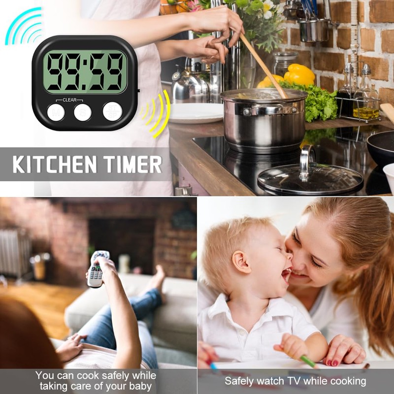 Kitchen Timer, Kitchen Timers for Cooking, Digital Visual Timer Magnetic