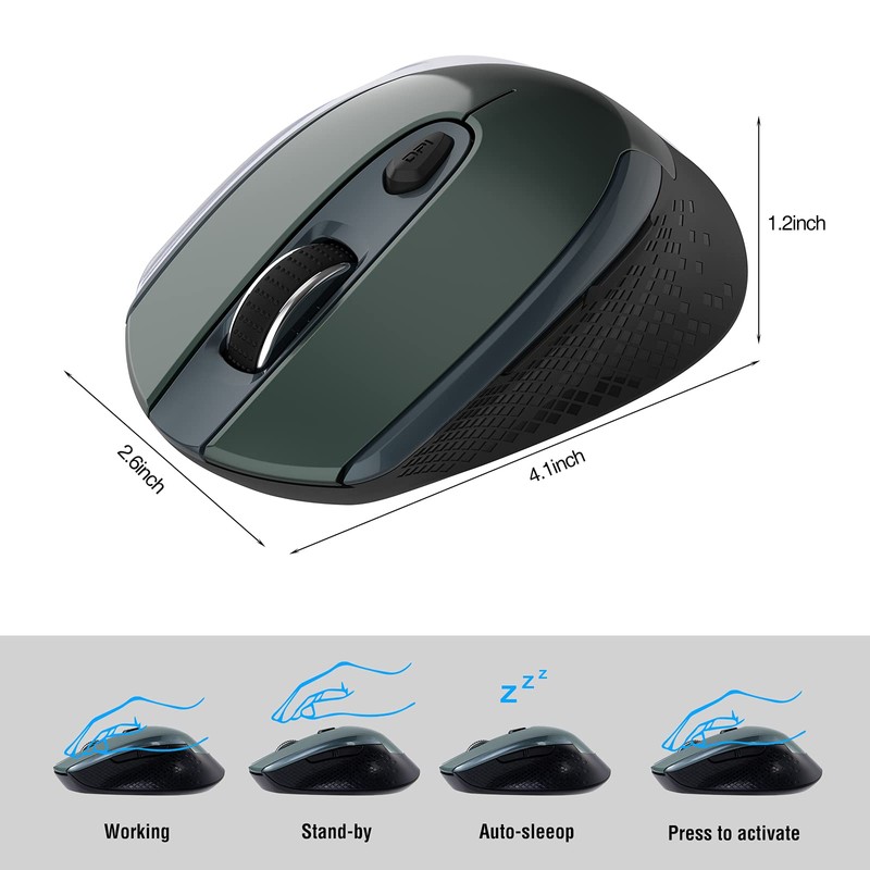 Wireless Mouse, Computer Mouse for Laptop, 2.4G Portable Silent Mouse,