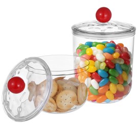 Epicover 2 Pcs Plastic Candy Jars, Clear Storage Containers with Lids, Airtight Food Storage Canisters, Wide Mouth Apothecary Jars, Kitchen Organization Containers, 47 oz & 30 oz
