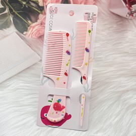 Small Cute Hair Comb,2 Piece Mini Hair Comb Set Fine Tooth Rat Tail Comb Portable Anti-Static Plastic Hairdressing Comb Gift For Wet And Dry (Pink Whale)