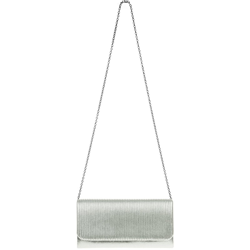 CASPAR TA351 Women Clutch/Evening Bag with Gathering, Colour:silver;Size:One Size