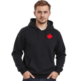 Mens Canada Shirt, Custom Handmade Canada Day Maple Leaf T-shirt for Men L3 (L, Hoodie, Black)