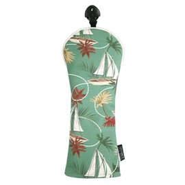 SHABIER Green Vintage Tropical Leaves, Boat, and Sailor Rope Pattern Golf Head Cover for Fairway Club Cover