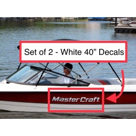 Mastercraft Boat 40” Replacement White Decals Vinyl Stickers - Set Of 2 - Ski