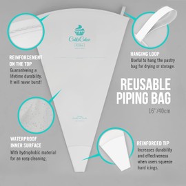 CukkiCakes Professional Reusable Piping Bag (40 cm) – Extra Strong, Flexible and Lightweight Piping Bag – For Decorating Cakes | Icing Bag Compatible with Piping Nozzles – Made in Japan