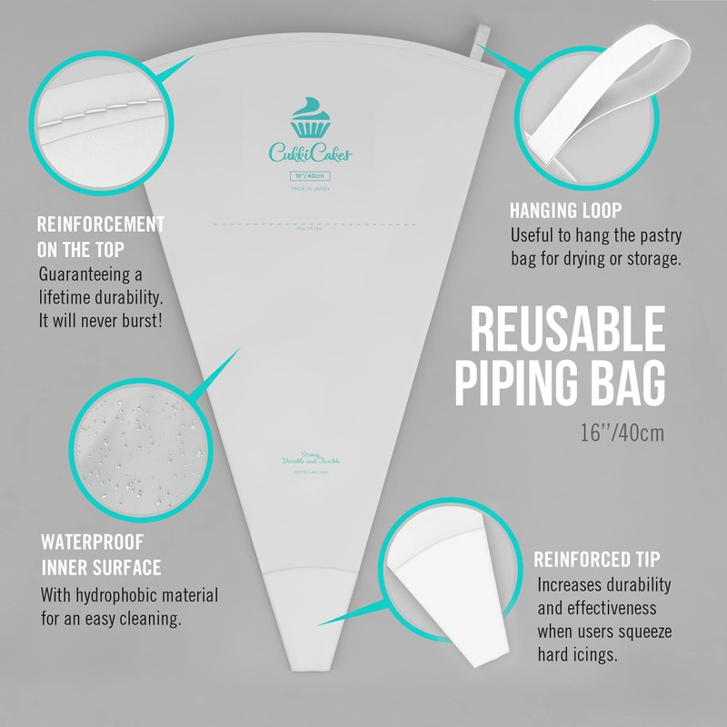 CukkiCakes Professional Reusable Piping Bag (40 cm) – Extra Strong,