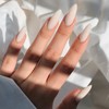 YOSOMMK Cream White Press on Nails Medium Almond Fake Nails