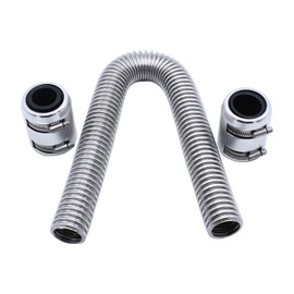 24" Stainless Steel Radiator Flexible Coolant Water Hose Kit with Caps Universal Chrome