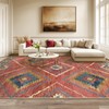 BESTSWEETIE BESTSWEETIE 8x10 Area Rug Machine Washable Non-Slip Low Pile Print Pattern Western and Aztec Rug for Living Room Bedroom Entryway-Red/Orange