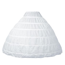 JIEJE Women Crinoline Petticoat 6 Hoop Skirt for Women Under Dress, Adjustable Petticoat Skirt, Crinoline Underskirt for Wedding Gown, Ball Gown, and Formal Dresses White