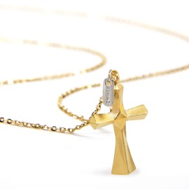 Renaiz Geometric Cross Necklaces for Women, Trendy Low Poly Necklace in 14K Real Gold Plated, Chain 14"-24", Unique Gold/Silver Layered Cross Pendant Necklace Christian Jewelry for Women Gift (Yellow Gold)