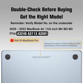 Fintie Case Compatible with MacBook Air 13.6 Inch M4 M3 M2 (2025-2022) A3240 A3113 A2681, Ultra Thin Hard Shell Protective Snap Case Compatible with MacBook Air 13.6, Crystal Sky Blue (Ultra Thin)