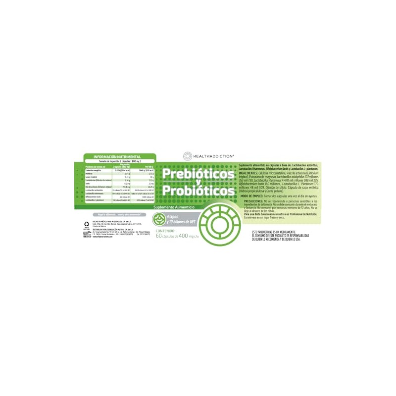 HEALTHADDICTION - 2 Pack Probióticos y Prebióticos - Fórmula Avanzada