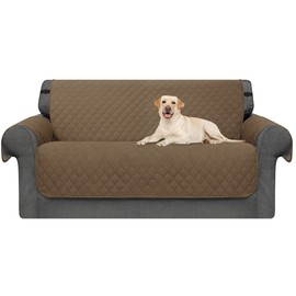 CHUN YI Sofa Slipcover Reversible Loveseat Cover for Dogs Quilted Couch Cover with Elastic Washable Straps Furniture Protector for Living Room for Cat Pets Kids Children (Khaki, Loveseat)