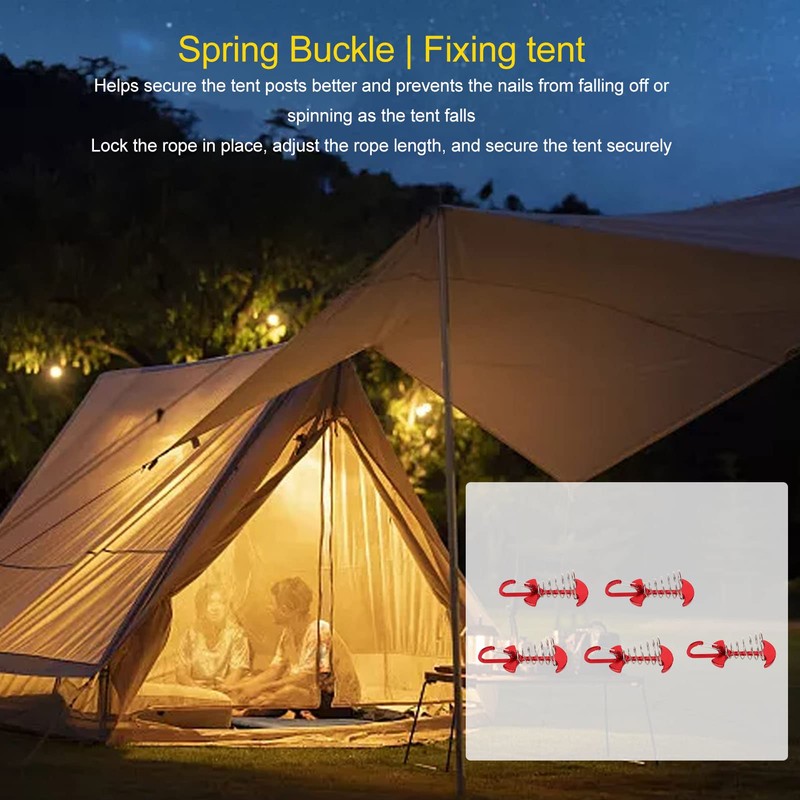 5 x Deck Anchor Pegs, Tent Spring Buckle, Tent Awning