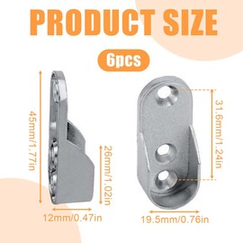 RAMGLYO Pack of 6 Metal Clothes Rail Holders for Oval Rod, Wardrobe Tube Bearing, Oval Bracket for Clothes Rail, Cupboard, Hanger for Wall Mounting (Nickel-Plated Steel)
