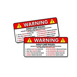 Kramer sticker's shop Golf Cart Rules Warning Safety Instructions 2 Pack 5 inch Sticker for Car Vinyl Decal Window Truck Window Car Bumper Sticker Laptop Decal Motorcycle Helmet