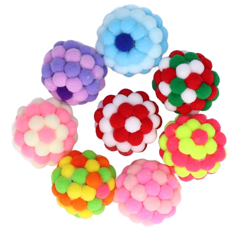 8pcs Cat Ball Toys Elastic Soft Colorful Interactive Chasing Chewing