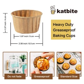 Katbite Cupcake Liner 150pcs Standard Muffin Liners(3 Shapes Optional) Heavy Duty Disposable Baking Cups for Christmas Party Birthday Greaseproof Muffin Cup in White, Light Brown, Dark Brown