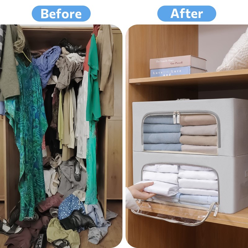 CYhom 3Pack Frame Storage Box - Clothes Storage Bin Bags