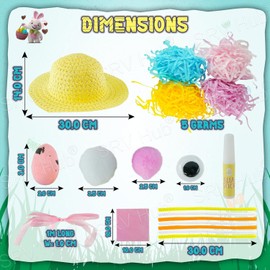 64Pcs DIY Easter Yellow Bonnet Ornament Kit for Boys Girls | Easter Bonnet Decorations Kit for DIY Arts and Crafts | Easter Bonet Hat for Kids
