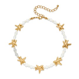 LILIE&WHITE Gold Plated Starfish Necklace for Women - Beach-Inspired Pearl Beaded Design - Elegant Summer Jewellery for Holidays & Special Occasions