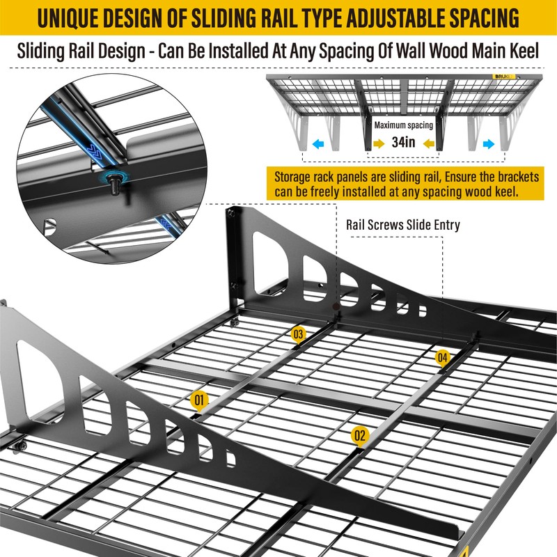 Brukid 2x3ft Adjustable Rail Wall Garage Storage Shelf, for Tool