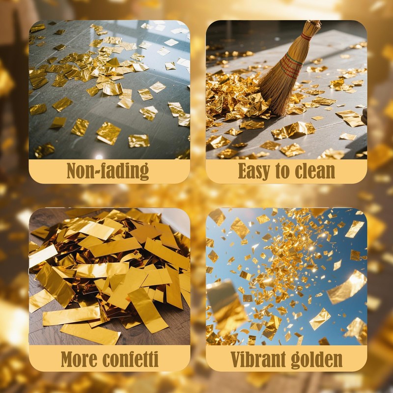 5-Pack Gold Confetti Poppers, 12-Inch Recyclable Confetti Cannons for Weddings,