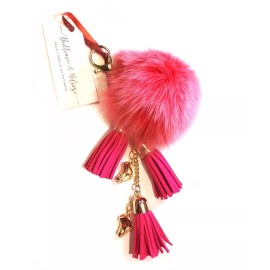 Brilliance & Melrose Ice Skating Jewelry - Fluffy & Dark Pink Keychain