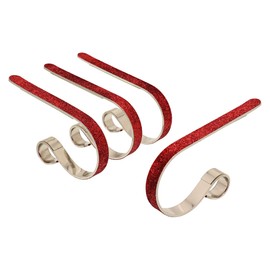 Haute Decor The Original MantleClip Stocking Holder - 4 Pack (Glitter Red)
