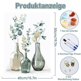 Komicea Paint by Numbers Adult Flower, DIY Oil Painting Canvas Set with Brush and Paint, as a Birthday, Christmas Gift for Women, Home Decoration (40 x 50 cm, Without Frame)