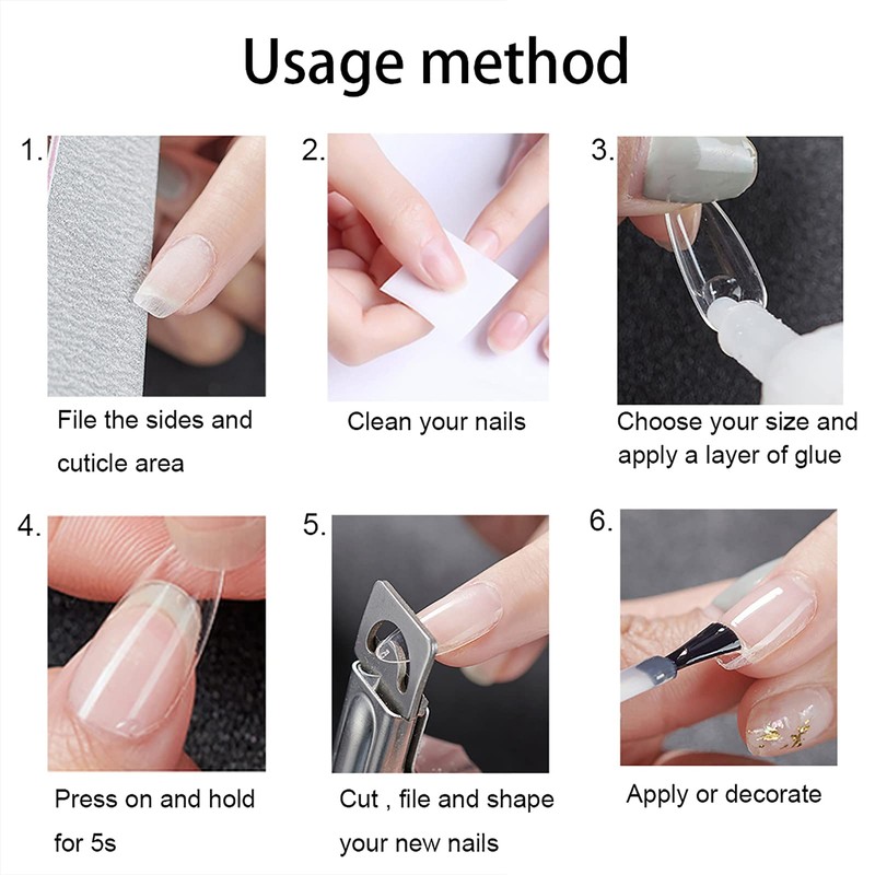 Almond Shaped Nail Tips 500pcs Clear Acrylic Long Nails Full