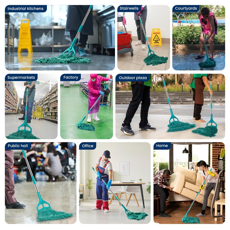 Commercial Mop with 3 Replacement Heads & 1 Handles, 64"