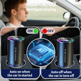 Smart Car Air Freshener Diffuser with Starry Sky Projection and RGB Music Syncing Light 50ml Capacity Aroma Diffuser Auto On/Off 3 Adjustable Modes Perfect for Car, Home and Office, Cologne
