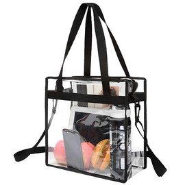 Clear Tote Bag, Clear Handbag, Large Clear Tote Bag, See Through Bag, with Adjustable Shoulder Strap and Zipper Closure, Perfect for Stadium, Work, Sports Games, Concert