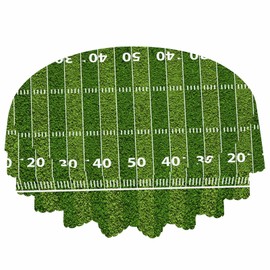 IBILIU Football Field Round Tablecloth,Hash Marks Yard Lines Grass Goal Playground Water Resistant Polyester Table Cloth Decorative Table Cover for Kitchen, Dining Desk,Party,Holiday - 58 Inch