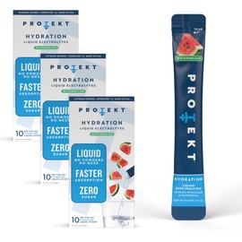 PROTEKT Electrolyte Packets for Recovery & Hydration | Organic & Sugar-Free Electrolytes Drinks | Works Faster Than Powder Drink | On-The-Go Liquid Hydration Drink | Watermelon, 30 Pack