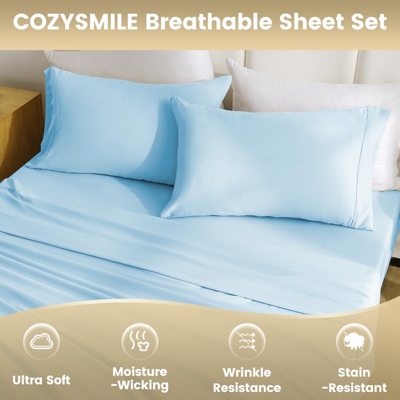 CozySmile Breathable Cooling Full Sheet Set - Hotel Luxury 4