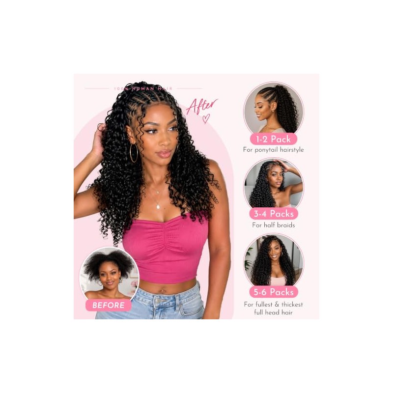 WOWANGEL Kinky Curly Crochet Hair Extensions,14 Inch,Natural Black,1 Pack
