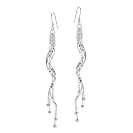 AeraVida Trendy Long Spiral Mobile Swirl .925 Sterling Silver Earrings | Long Swirl Dangle Earrings for Women | Classic Dangle Earrings for Women | Earrings Women Jewelry