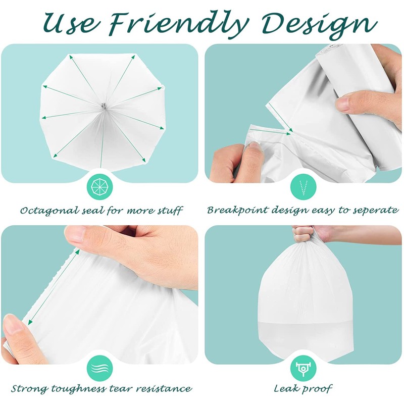 Small Trash Bags 1.2 Gallon, Biodegradable Gallon Waste Bag, Mini