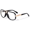 Dweebzilla Gazelle Deejay Square Retro Aviator Sunglasses (Black & Gold